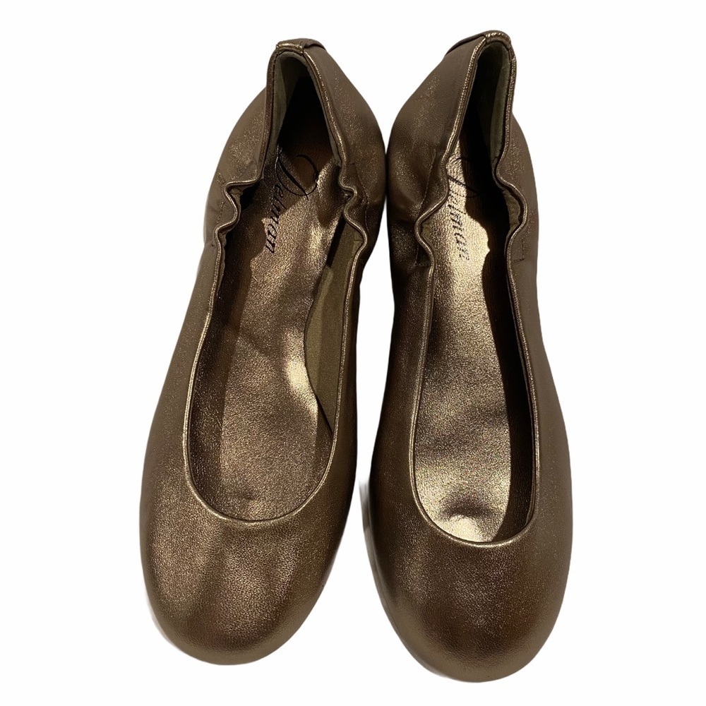 Delman gold metallic ballet flats